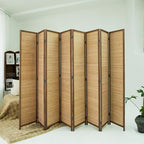 Loomveil 8 Panel Room Divider Folding Privacy Screen, 67 inch Bamboo Panel - Image 3