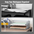 Mind Reader Stackable Paper Tray, Desktop Organizer, File Storage, Metal Mesh - Image 5