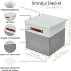 DECOMOMO Storage Basket with Lid, Storage Cubes with Handles, Fabric Box with - Image 4