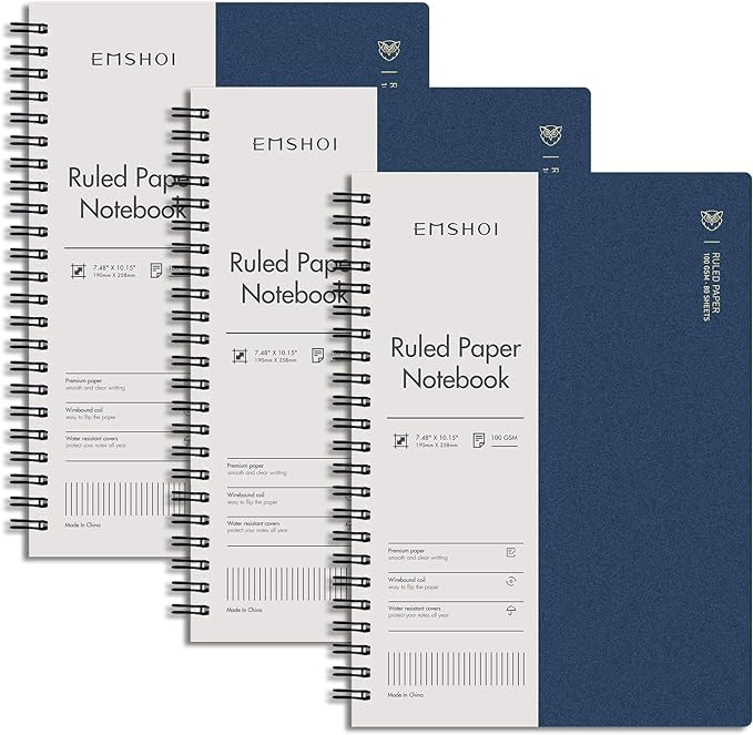 EMSHOI Lined Journal Spiral Notebook 7.48" x 10.15" by EMSHOI