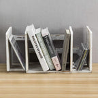 MyGift Rustic Expandable Whitewashed Wood Desktop Bookshelf/Adjustable Tabletop - Image 2