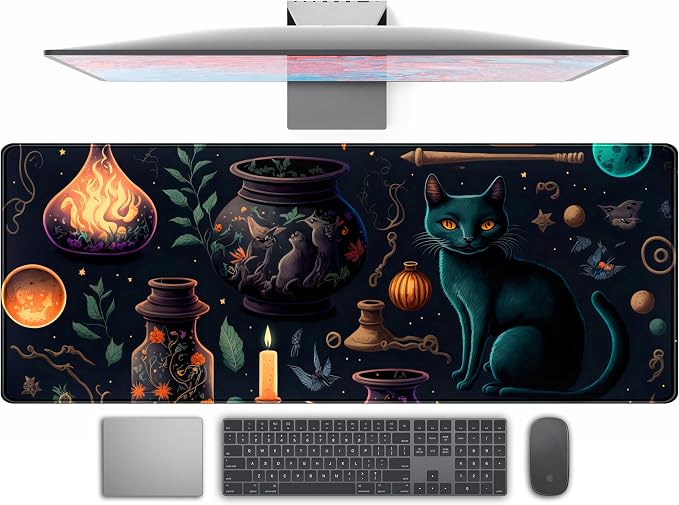 TENG DA QING Anime Blue Cat Kawaii Cats Mouse Pad, XL Large Extended Gaming by TENG+DA+QING
