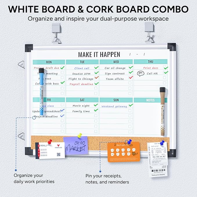Weekly Calendar Whiteboard and Cork Board Combo - Image 2