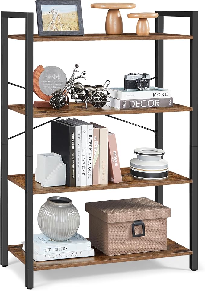 VASAGLE 4-Tier Tall Bookshelf, Large Bookcase by VASAGLEbySONGMICSHOME
