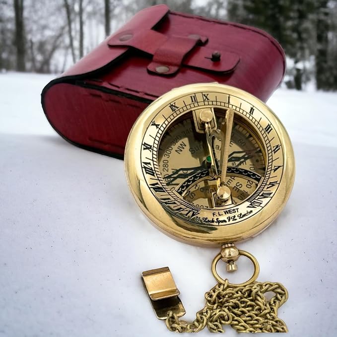 Handcrafted Vintage Brass Sundial Compass – Antique Nautical Sun Clock - Image 5