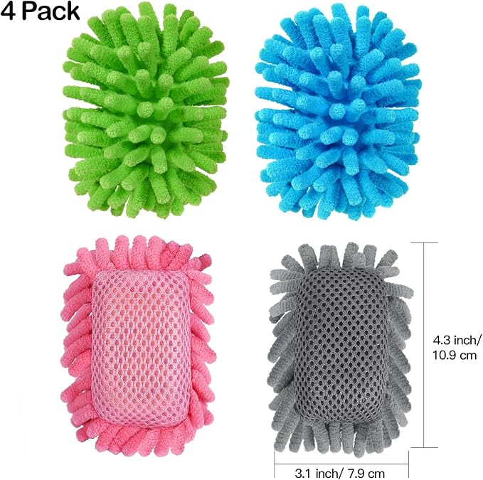 SITHON 4 Pieces Magnetic Microfiber Shag Whiteboard Eraser, Washable Microfiber - Image 2