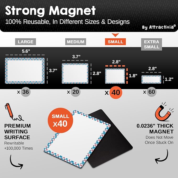 Attractivia Dry Erase Magnetic Labels 2.8 x 1.8 in, Pattern Borders, Small Dry - Image 3