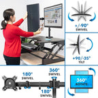 Mount-It! Standing Desk Converter Dual Monitor, 2 Screen Mounts Included - Image 8