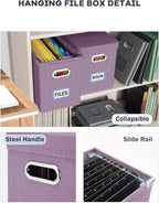 Oterri File Organizer With Lid, Hanging Filing Box With Mesh Pocket, Document - Image 5