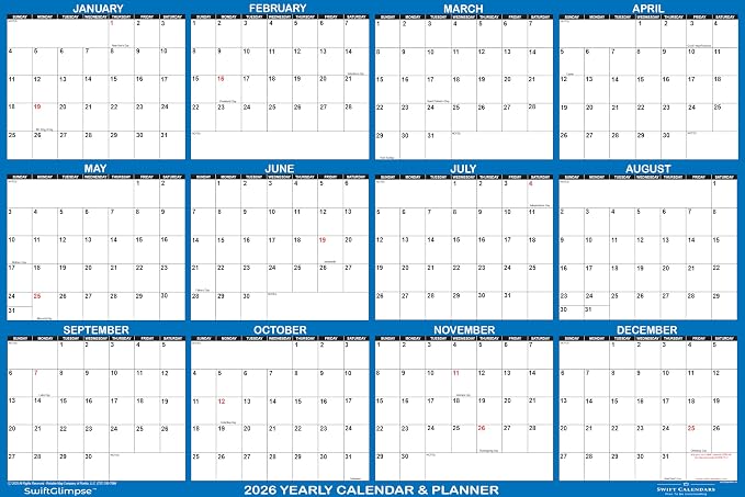32" x 48" SwiftGlimpse 2026 Wall Calendar Erasable Large XL Wet & Dry Erase - Image 2