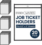 Essex Wares - 20 Pack, Job Ticket Holders, Reusable & Easy Erase Plastic by EssexWares
