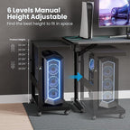 EUREKA ERGONOMIC PC Stand Computer Cart, Height Adjustable Tower Stand 2-Tier - Image 6