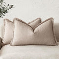Foindtower Set of 2 Decorative Linen Fringe Lumbar Throw Pillow Covers by Foindtower