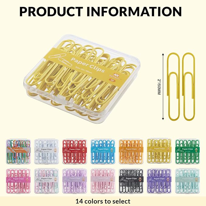 NEEWAY Colorful Large Paper Clips, 2 Inch Jumbo Paper Clips, 3 Pack of 50 - Image 2