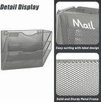 EASEPRES 3 Pocket Mesh Hanging Wall File Organizer, Wall Mounted Mail Paper - Image 5