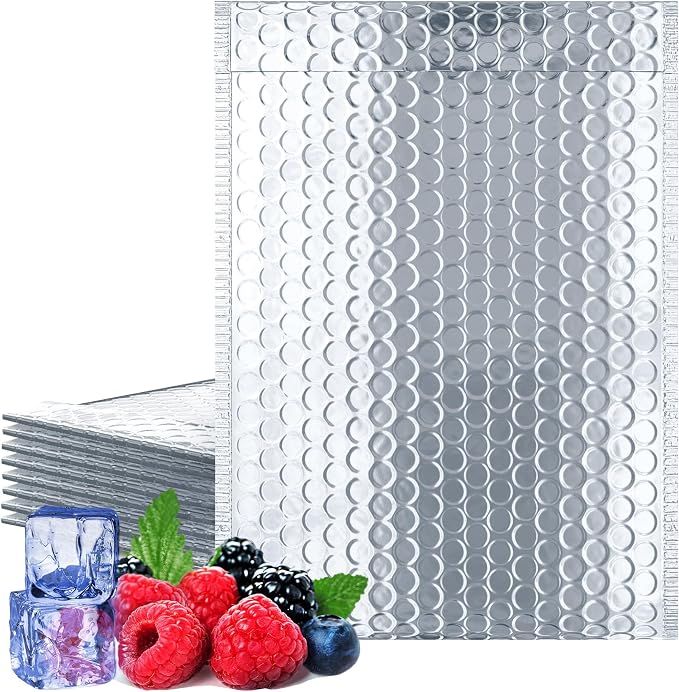 Amiff Silver Thermal Bubble Mailer, 12 x 17 Inches. 10 Pack Metallic Bubble by AMIFF