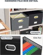 Oterri File Organizer Box with Lid, Large Hanging Filing Box with Mesh Pocket - Image 3