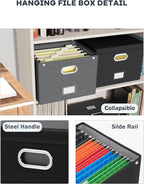 2 Pack File Organizer Box with Lid, Large Hanging Filing Box with Mesh Pocket - Image 3