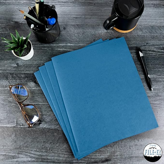 FILE-EZ Two-Pocket Folders, Light Blue, Textured Paper, Letter Size - Image 7