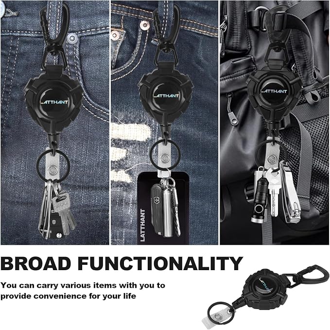 LATTHANT ID Badge Holder Retractable, 2 Pack Heavy Duty Badge Reel - Image 2