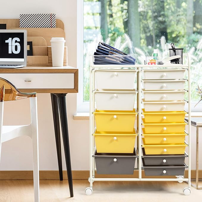GOFLAME 15-Drawer Rolling Storage Cart, Craft Storage Cart - Image 2