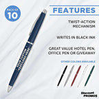 DISCOUNT PROMOS Custom Langham Ballpoint Pens Set of 10, Personalized Bulk Pack - Image 2