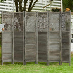 Svimi Folding Room Divider, 66.9 Inch 6 Panels Wood Carved Privacy Screens - Image 9