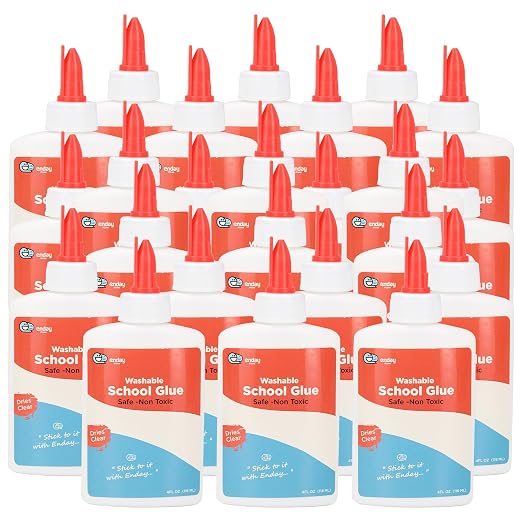 Liquid Glue - 4 oz Washable School Glue, Glue Bulk, Non-Toxic Liquid Glue by ENDAY