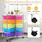 COSTWAY 15 Drawer Rolling Storage Cart, Utility Tools Paper Organizer on Wheels - Image 6
