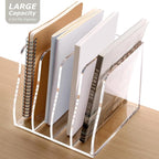 SANRUI Acrylic Desk File Organizer, 4 Vertical Compartments Clear Magazine File - Image 8