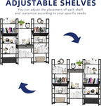 NUMENN Triple Wide 5 Tier Bookshelf, Adjustable Rustic Industrial Style Book - Image 4