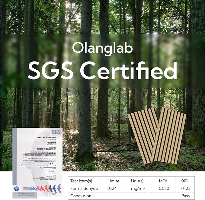 Olanglab Wood Slat Wall Panels 4 Pack, Wooden Acoustic Wall Panels, 94.5"x12.6" - Image 5