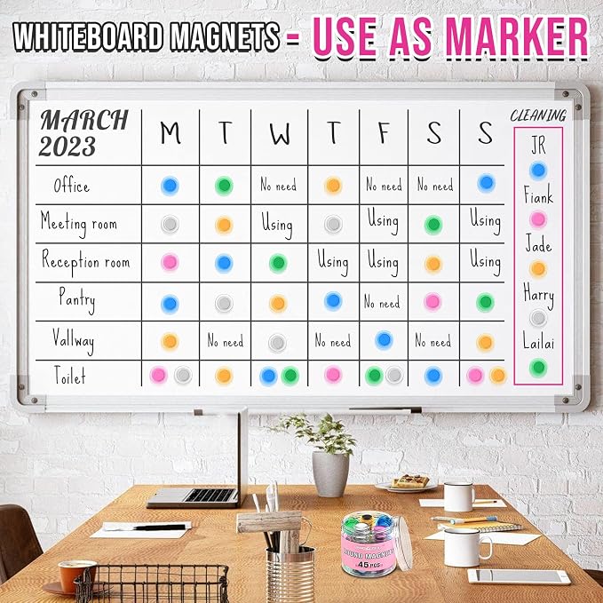 VNDUEEY 45 Pcs Whiteboard Magnets, Round Fridge Magnets Refrigerator Magnet - Image 2