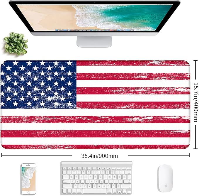 American Flag XXL Extended Mouse Pad, Laptop Pad, Waterproof, Non Slip - Image 2