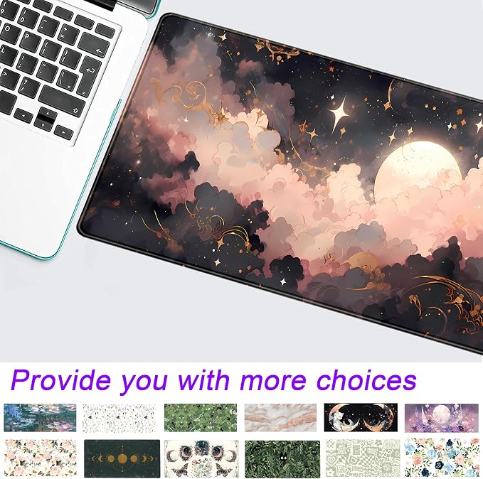 Black Pink Clouds Desk Mat Cute Desk Pad XL Large Extended Mouse Pad Gaming - Image 7