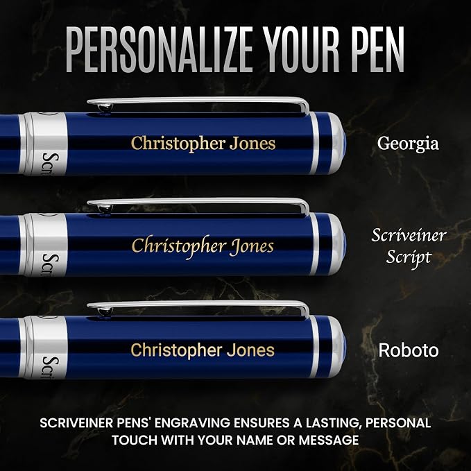 Scriveiner Personalized Midnight Blue Fountain Pen - Image 2