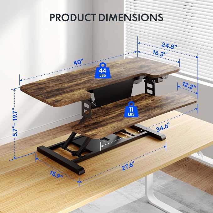 FLEXISPOT 40 inch Electric Motor Desk Converter, Sit to Stand Monitor and - Image 3