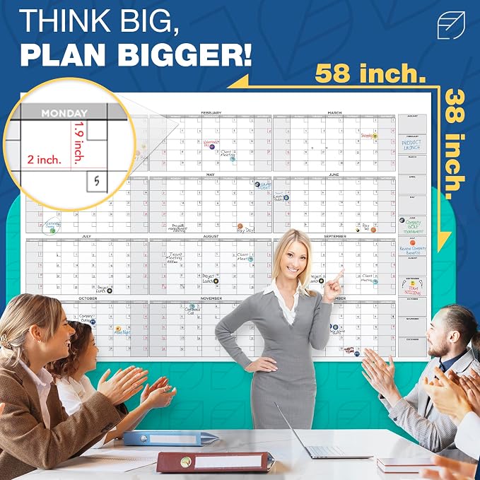 Large Dry Erase Calendar for Wall, Reusable - Image 3