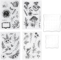 UCEC 4 Sheets Clear Stamps Set for Card Making and 2 Pcs Acrylic Stamp Block by UCEC