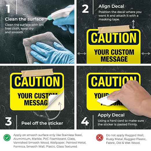 Custom Caution Sign, OSHA Sign, 10x7 Inches, 4 Mil Vinyl Decal Stickers Weather - Image 3