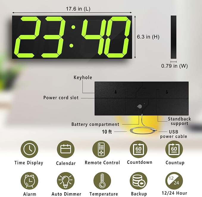 LED Large Digital Wall Clock, Oversize Digital Clock - Image 2