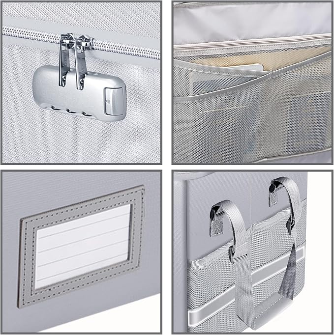 ENGPOW File Box with Lock, Fireproof Document Box with Zipper＆Pockets, - Image 9