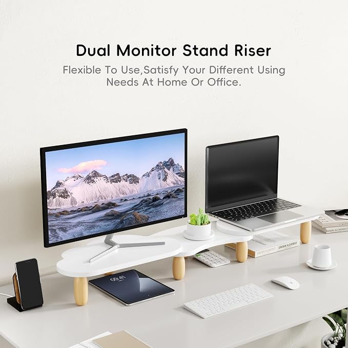 AFOOYO Dual Monitor Stand Riser, Rainbow Cloud Desktop Computer Stand - Image 2