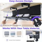 Ascrono Original No Drill Under Desk Cable Management Tray 53.9" - Image 3