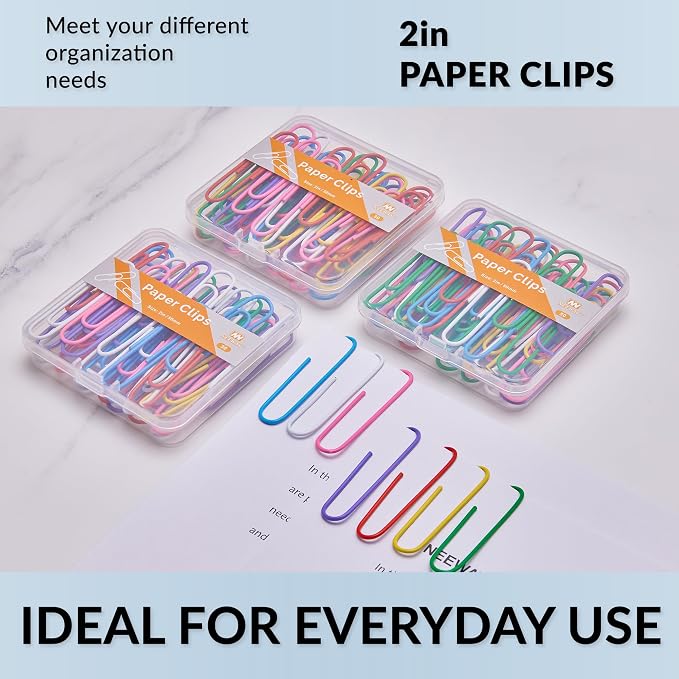 NEEWAY Colorful Large Paper Clips, 2 Inch Jumbo Paper Clips, 3 Pack of 50 - Image 6