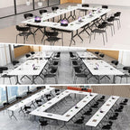 Goakwwuz Conference Room Table, Folding Conference Tables, Thicken Grey Tabletop - Image 3