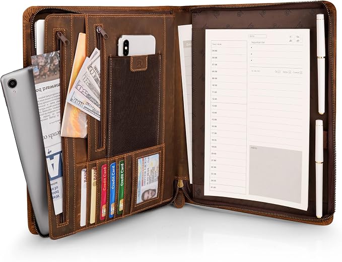 Full Grain Leather Portfolio by JinRuiKJ