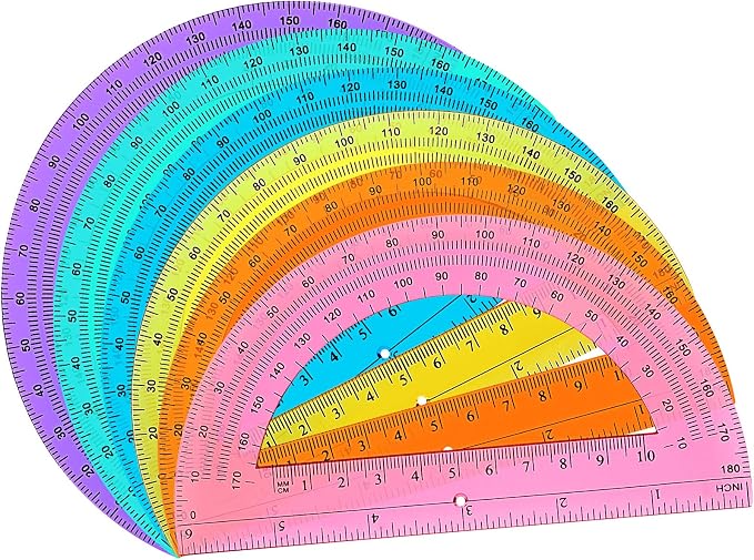 Zonon 12 Pieces Protractors Bulk Plastic 180 Degrees 6 Inch Translucent - Image 8