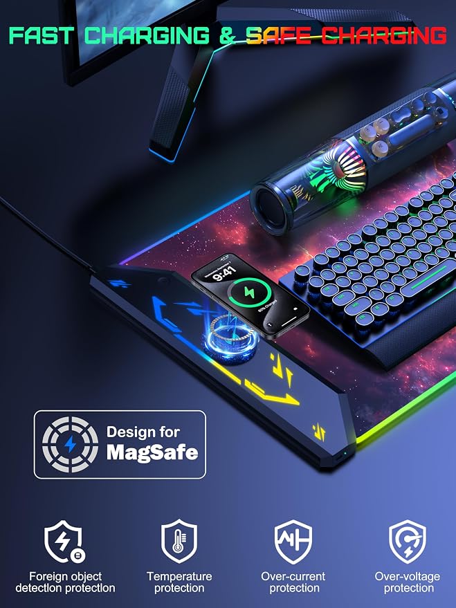 TopMade Wireless Charging Mouse Pad, RGB Gaming Mousepad, 35.4" x 15.8" Extra - Image 2