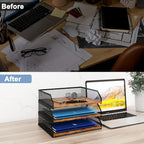 Natwind 3-Tier Stackable Paper Tray, Metal Mesh Desktop Organizer, Paper Sorter - Image 7